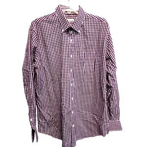 Peter Millar Men's Large 100% Cotton Button Down Shirt Gingham Checks